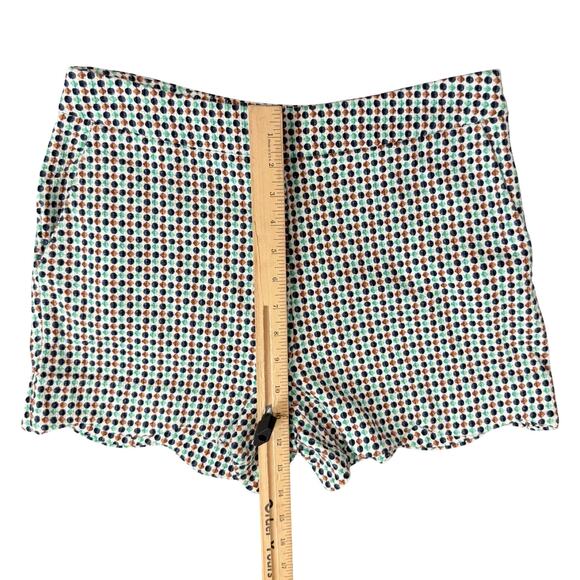 By Anthropologie Brown Navy Green Polka Dot Georgie Scallop Hem Shorts size 6 - Picture 6 of 12